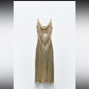 Zara gold sequin midi dress.